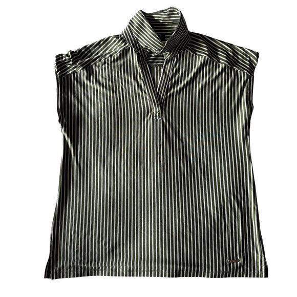 Jones New York Non-Iron Green Striped Blouse - Size M/L - Picture 11 of 11